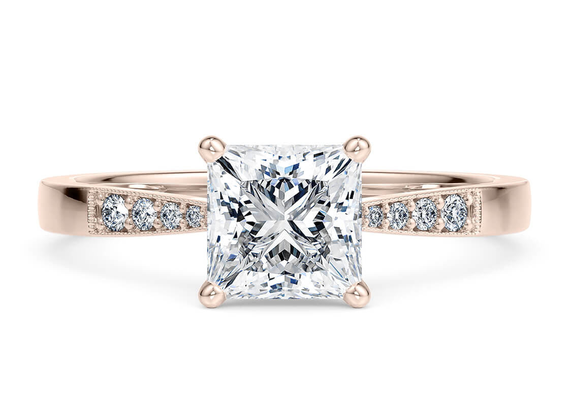 Delicacy Vintage Rose Gold 18k Princess Engagement Ring