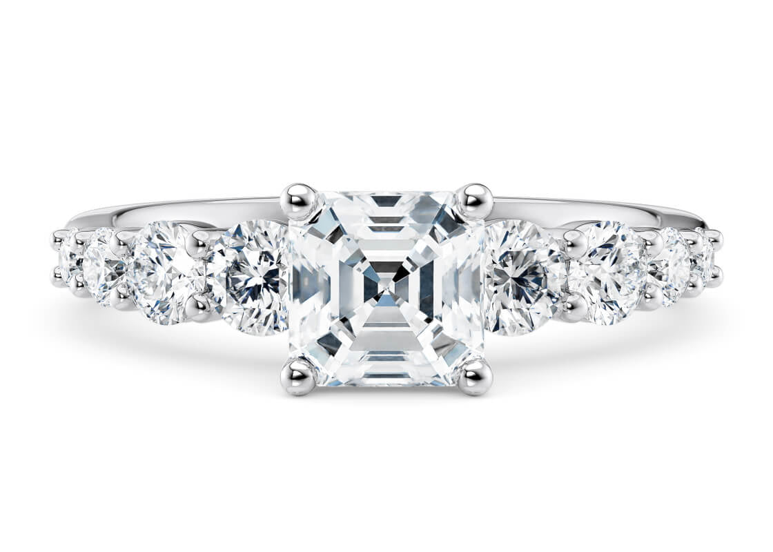 Lyra Diamond Band Platinum Asscher Engagement Ring