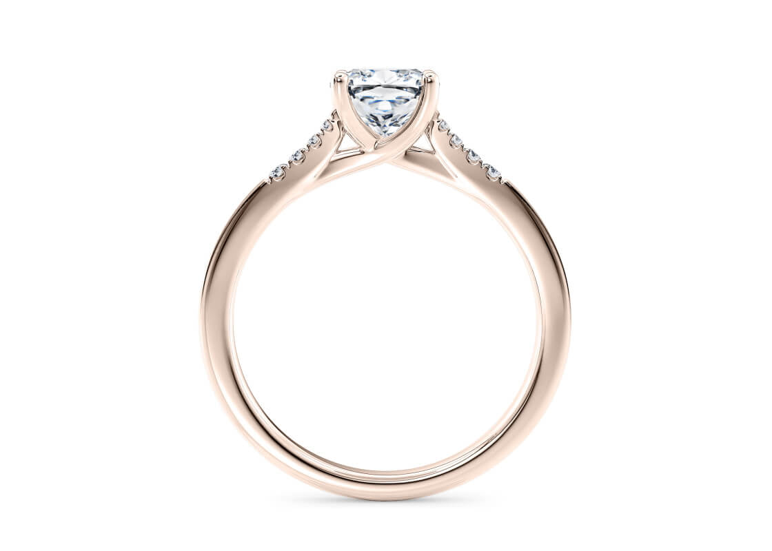 Thea Diamond Band Rose Gold 18k Cushion Engagement Ring