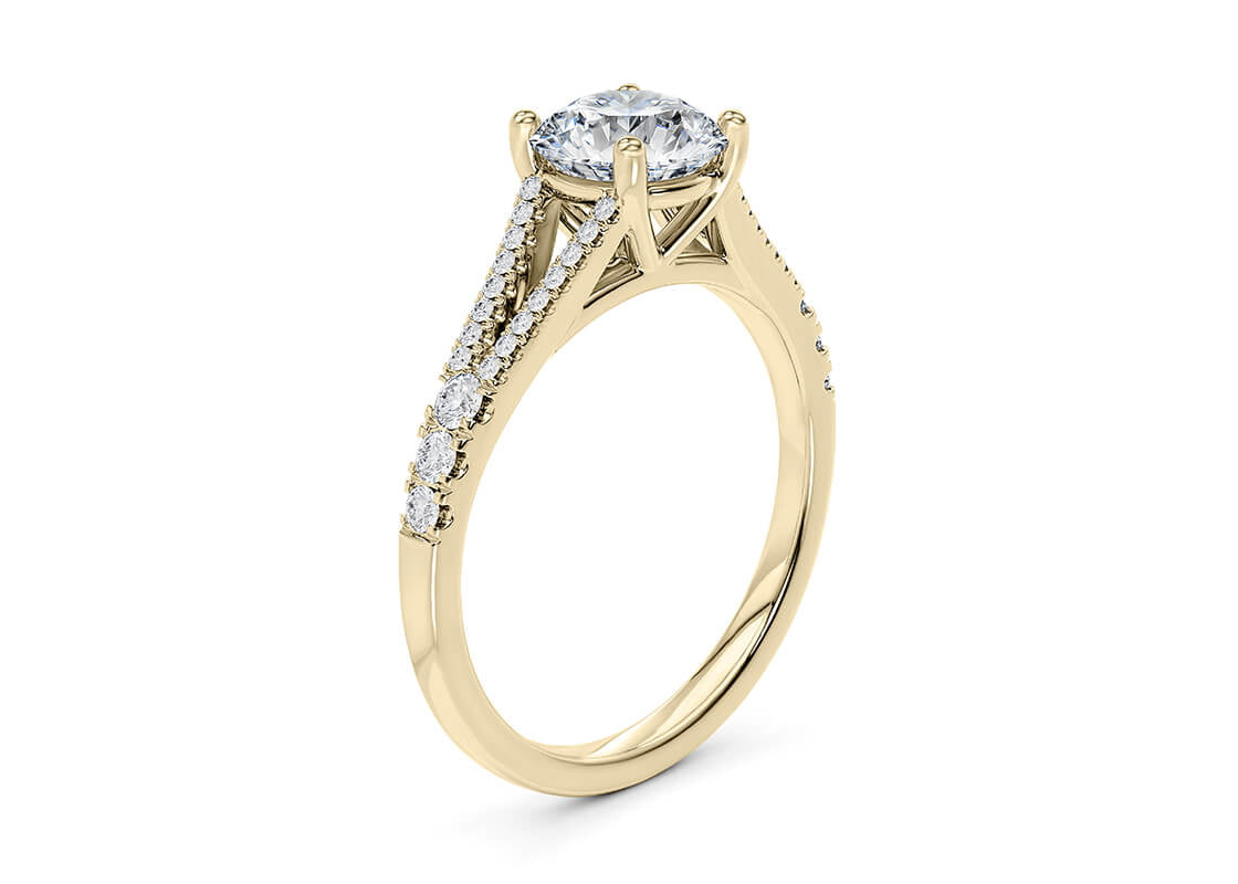 Oxford Diamond Band Yellow Gold 18k Round Engagement Ring