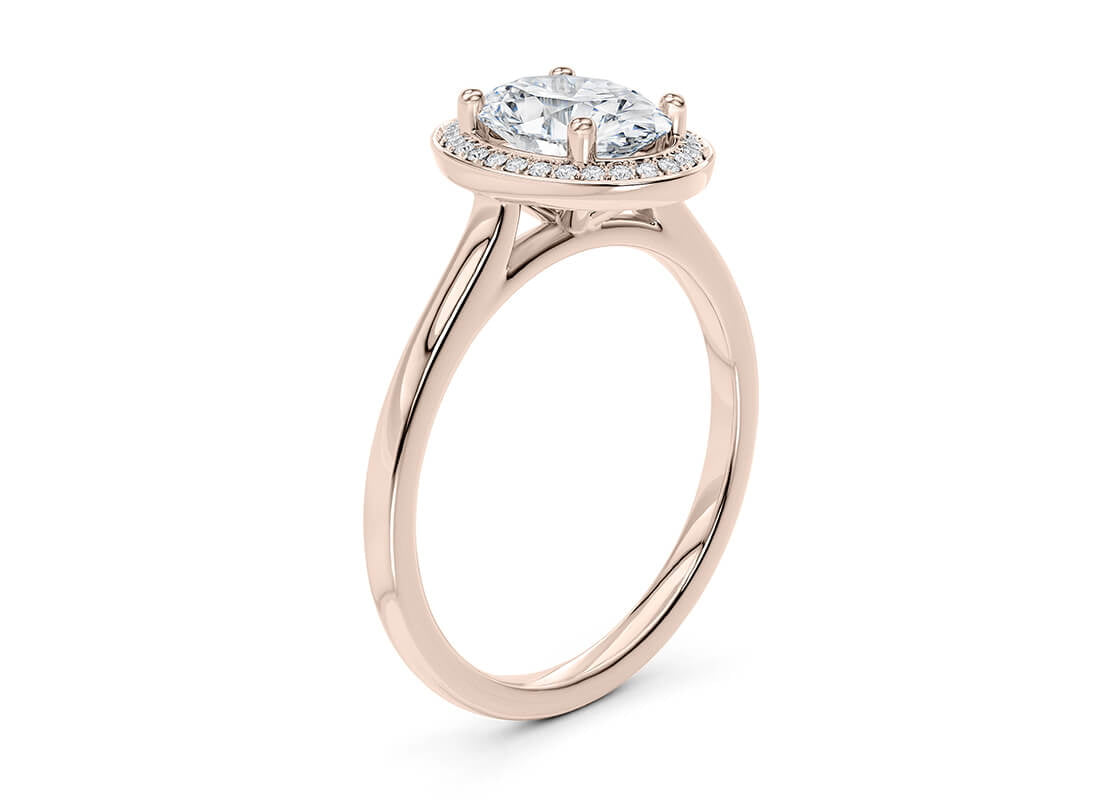 Minerva Halo Rose Gold 18k Oval Engagement Ring