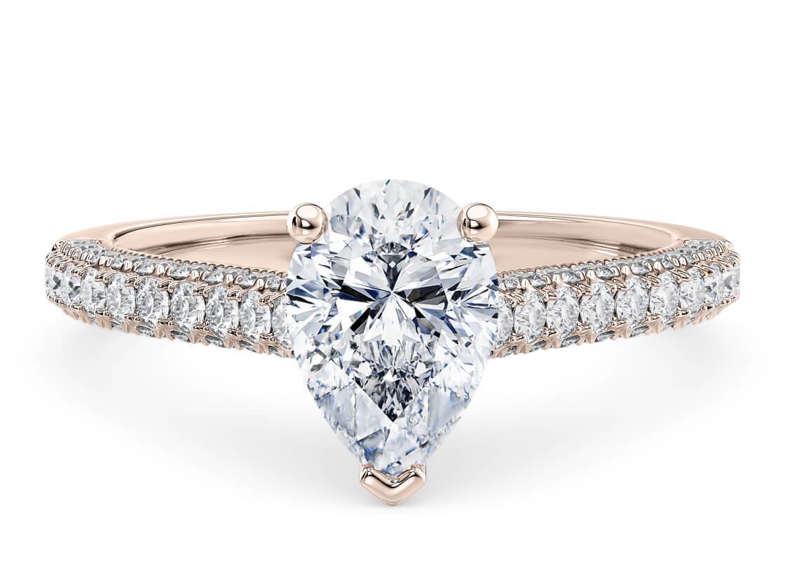 Bloomsbury Vintage Rose Gold 18k Pear Engagement Ring