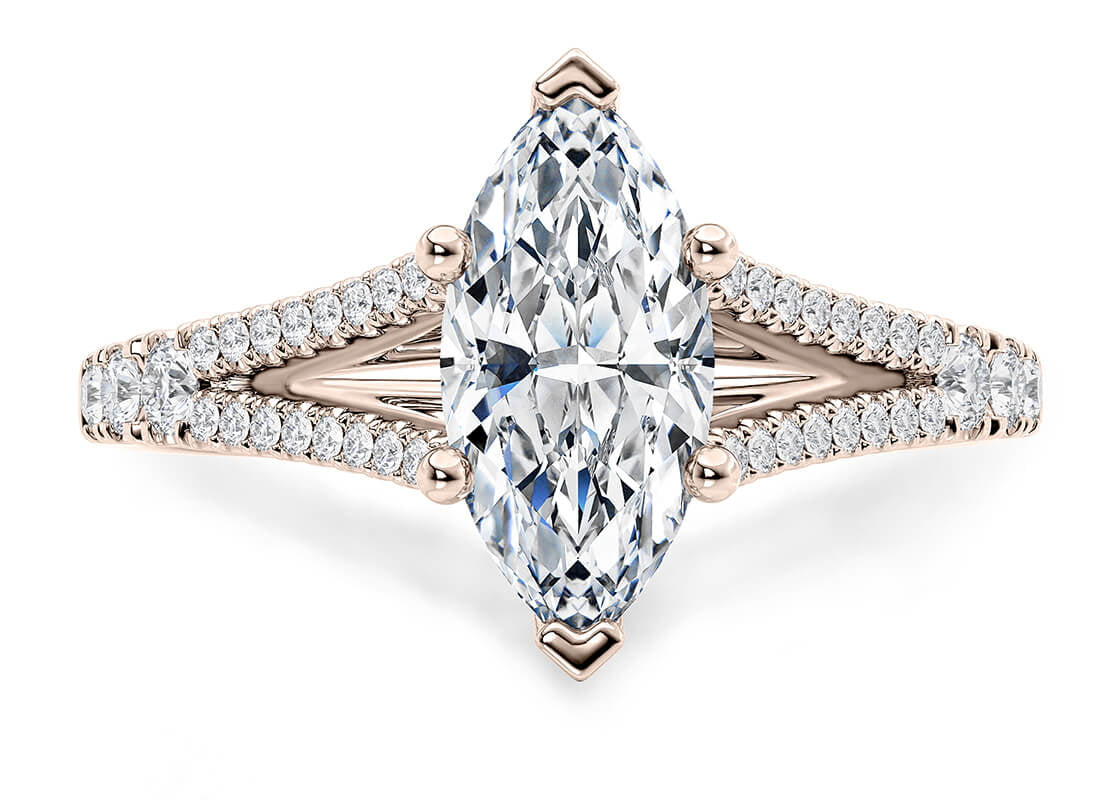 Oxford Diamond Band Rose Gold 18k Marquise Engagement Ring