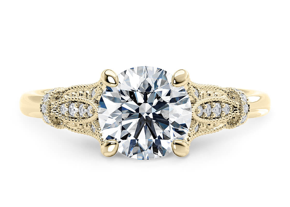 Jasmine Vintage Yellow Gold 18k Round Engagement Ring