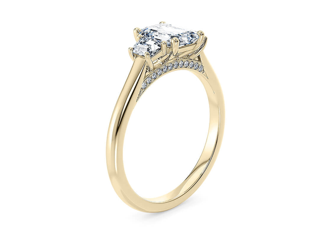 Imperia Trilogy Yellow Gold 18k Emerald Engagement Ring