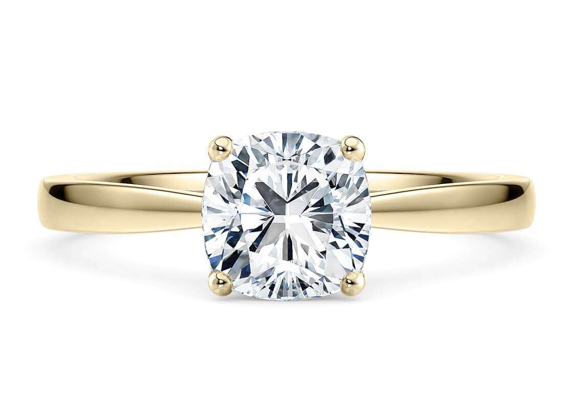 Delicacy Solitaire Yellow Gold 18k Cushion Engagement Ring