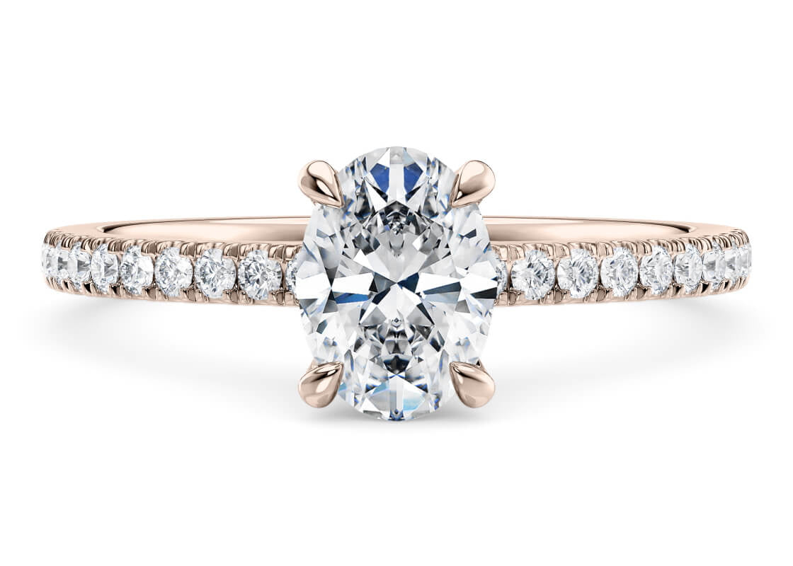 Aria Diamond Band Rose Gold 18k Oval Engagement Ring