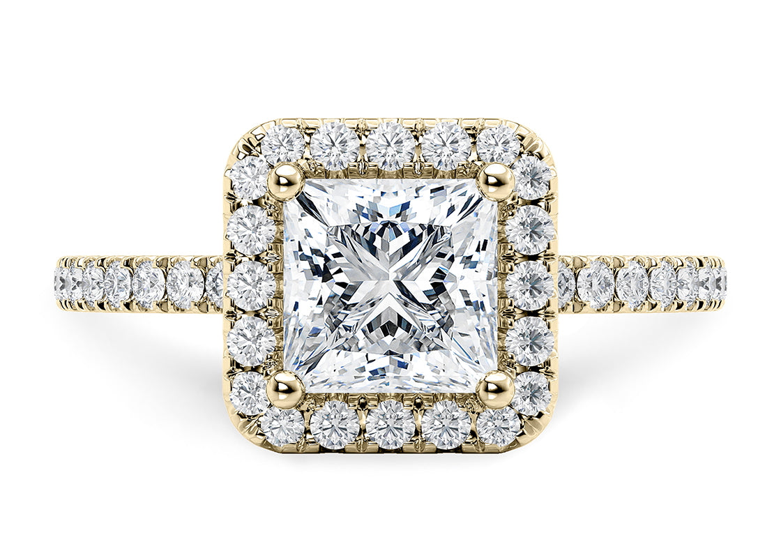 Isabella Halo Yellow Gold 18k Princess Engagement Ring