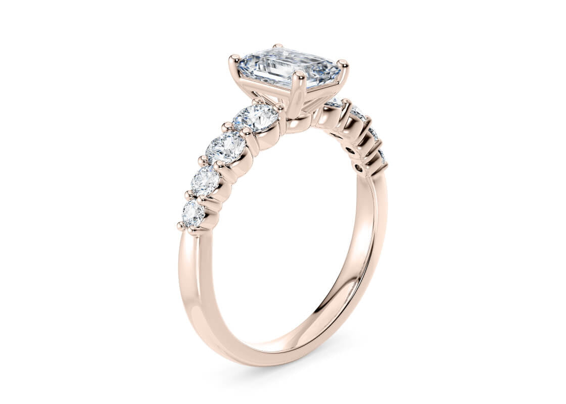 Lyra Diamond Band Rose Gold 18k Emerald Engagement Ring