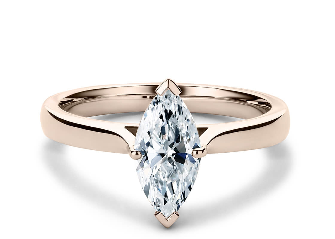 Contour Solitaire Rose Gold 18k Marquise Engagement Ring