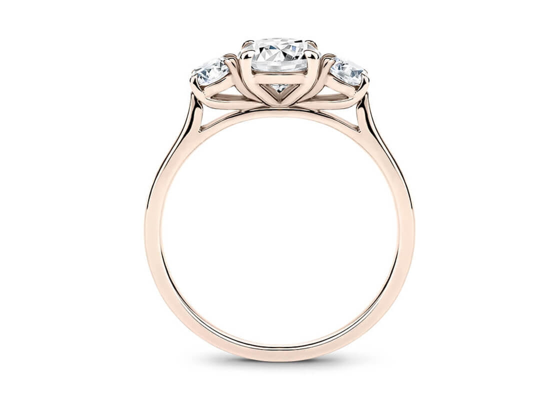 Roma Trilogy Rose Gold 18k Round Engagement Ring