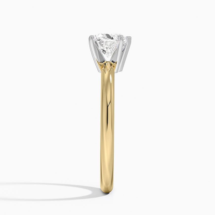 Comfort Fit 2mm Six-Prong Solitaire Ring Yellow Gold 18k Heart Engagement Ring