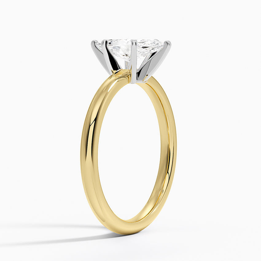 Comfort Fit 2mm Six-Prong Solitaire Ring Yellow Gold 18k Marquise Engagement Ring
