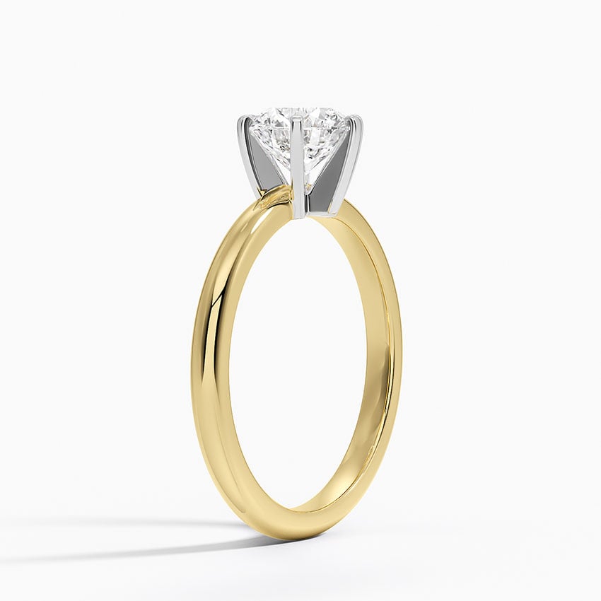 Comfort Fit 2mm Six-Prong Solitaire Ring Yellow Gold 18k Round Engagement Ring