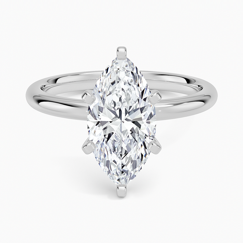 Comfort Fit 2mm Six-Prong Solitaire Ring Platinum Marquise Engagement Ring
