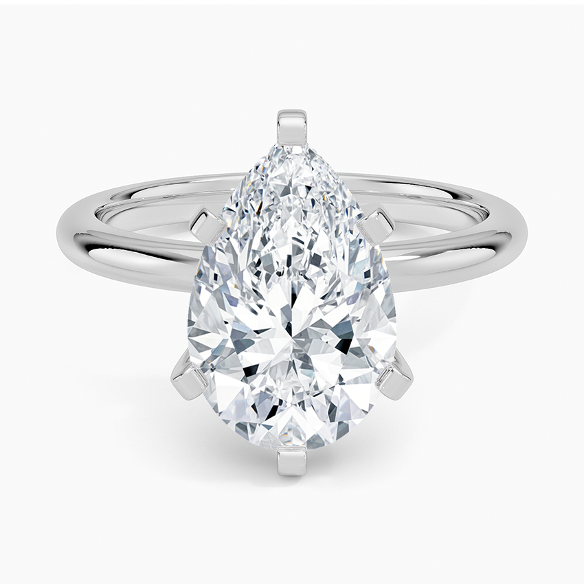 Comfort Fit 2mm Six-Prong Solitaire Ring Platinum Pear Engagement Ring