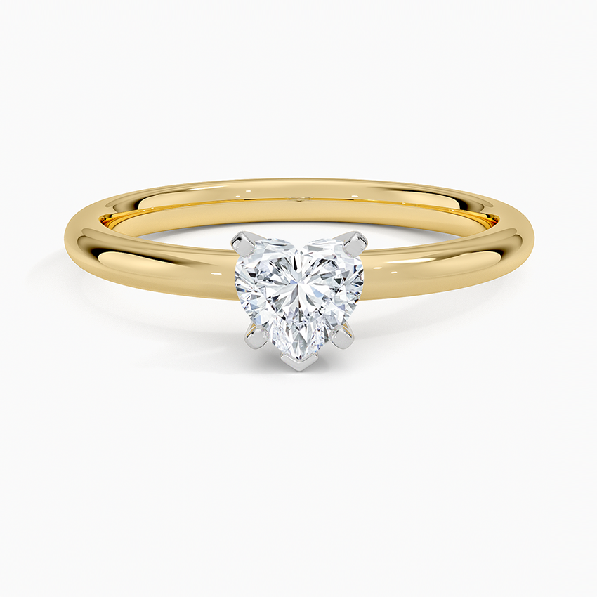 Comfort Fit 2mm Six-Prong Solitaire Ring Yellow Gold 18k Heart Engagement Ring