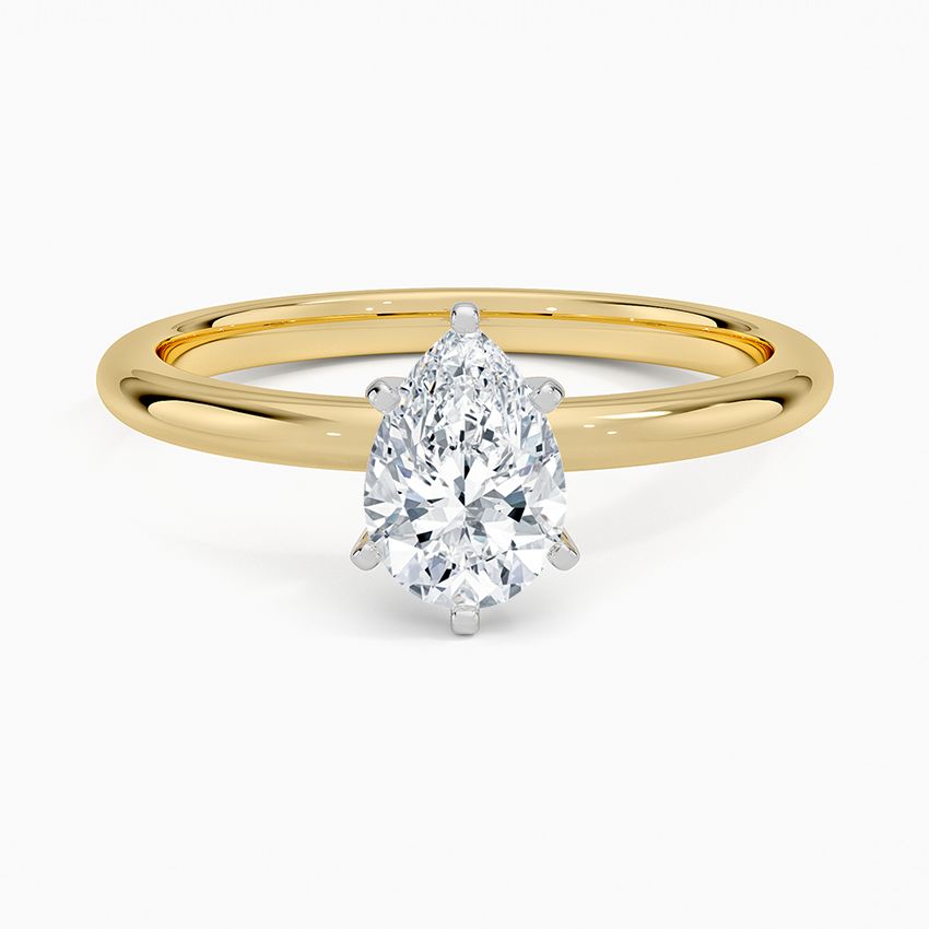 Comfort Fit 2mm Six-Prong Solitaire Ring Yellow Gold 18k Pear Engagement Ring