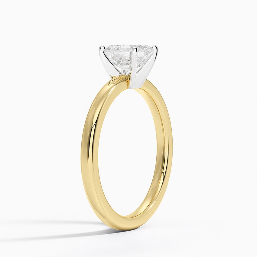 Comfort Fit 2mm Solitaire Ring Yellow Gold 18k Asscher Engagement Ring