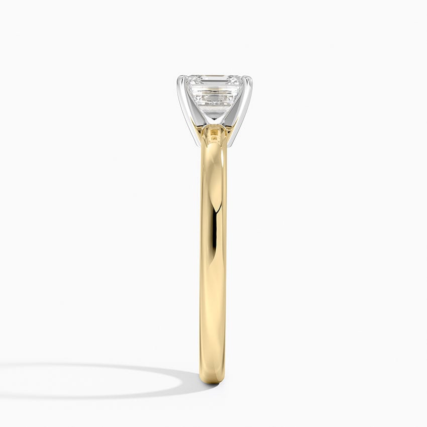 Comfort Fit 2mm Solitaire Ring Yellow Gold 18k Asscher Engagement Ring