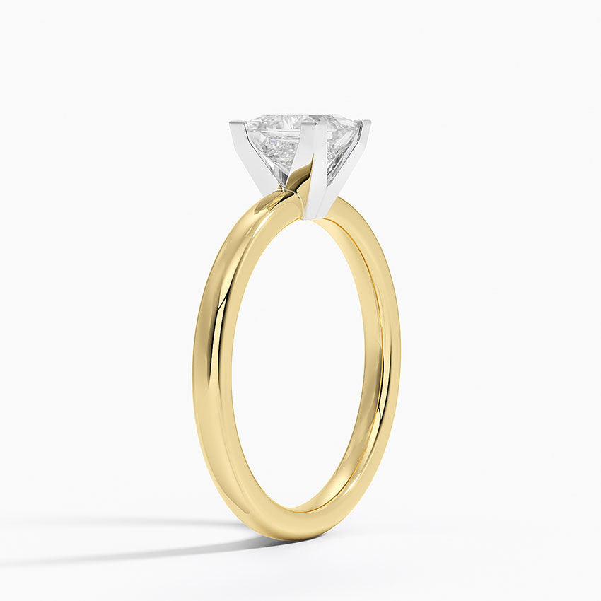 Comfort Fit 2mm Solitaire Ring Yellow Gold 18k Princess Engagement Ring
