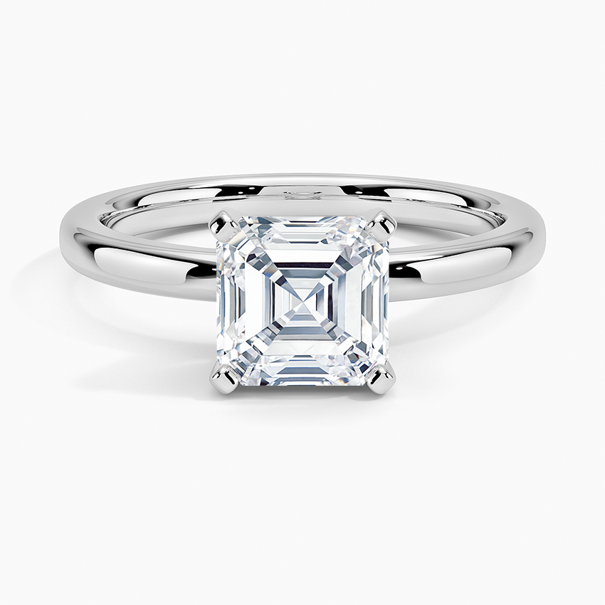 Comfort Fit 2mm Solitaire Ring Platinum Asscher Engagement Ring