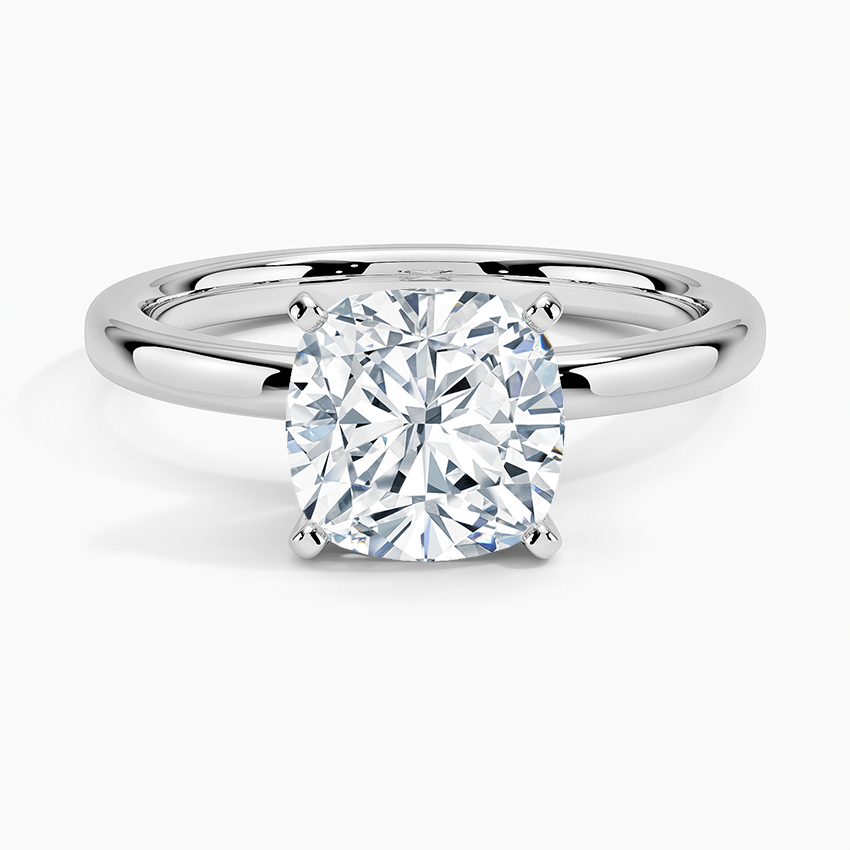 Comfort Fit 2mm Solitaire Ring Platinum Cushion Engagement Ring