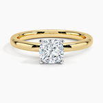 Comfort Fit 2mm Solitaire Ring Yellow Gold 18k Cushion Engagement Ring