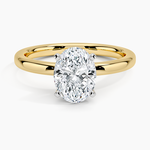 Comfort Fit 2mm Solitaire Ring Yellow Gold 18k Oval Engagement Ring