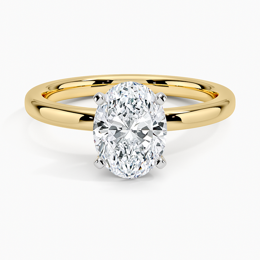 Comfort Fit 2mm Solitaire Ring Yellow Gold 18k Oval Engagement Ring