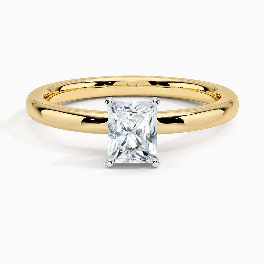Comfort Fit 2mm Solitaire Ring Yellow Gold 18k Radiant Engagement Ring