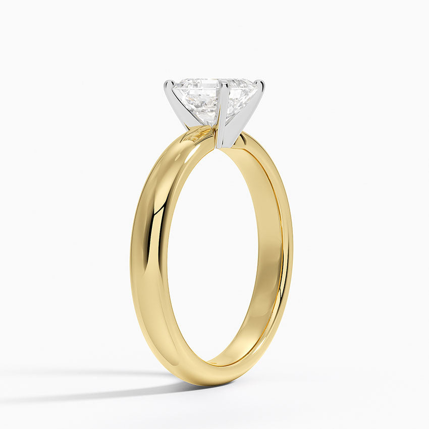 Comfort Fit 3mm Ring Yellow Gold 18k Asscher Engagement Ring