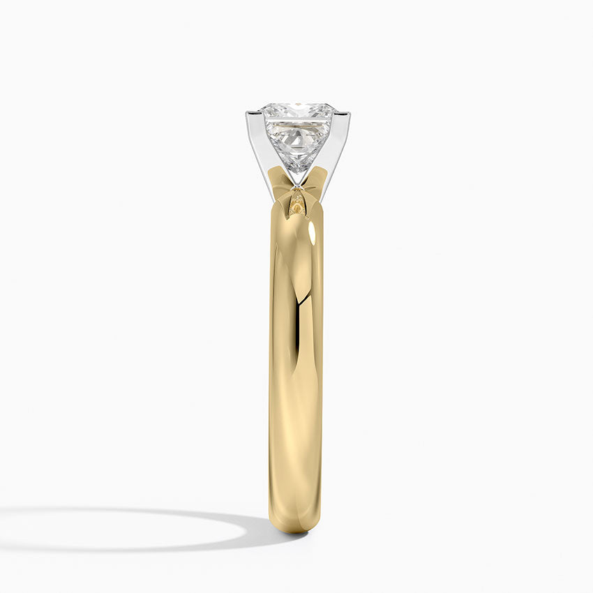 Comfort Fit 3mm Ring Yellow Gold 18k Princess Engagement Ring