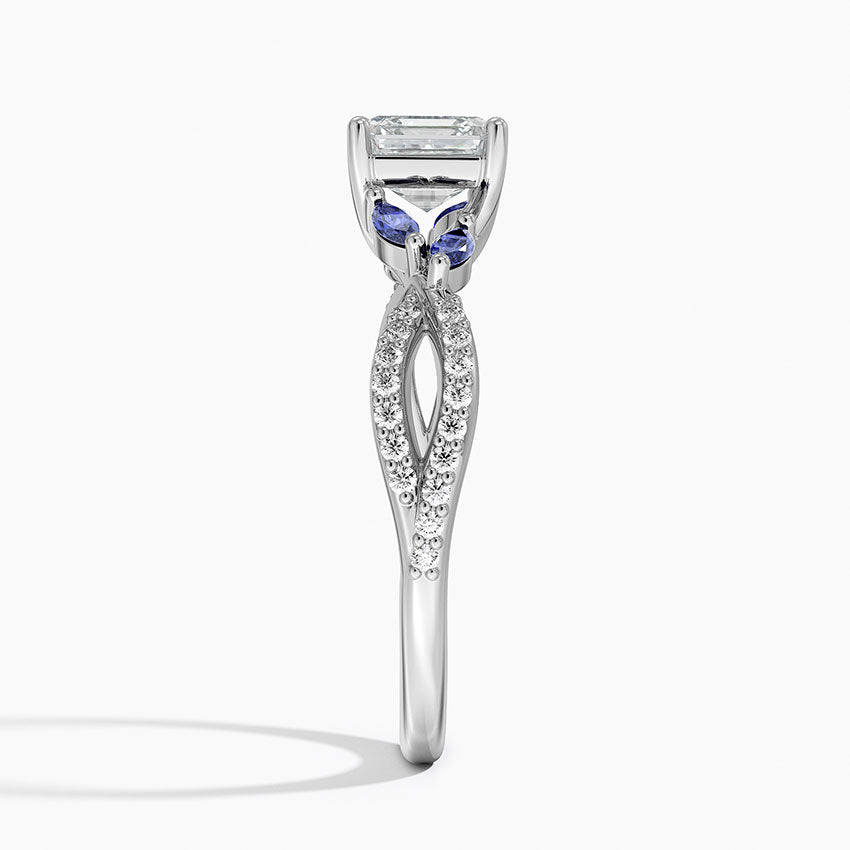 Luxe Willow Sapphire and Diamond Ring (1/8 ct. tw.) Platinum Asscher Engagement Ring