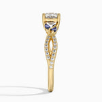 Luxe Willow Sapphire and Diamond Ring (1/8 ct. tw.) Yellow Gold 18k Cushion Engagement Ring