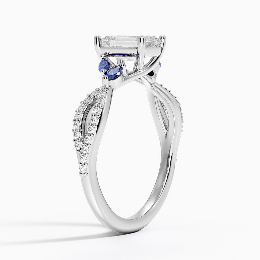 Luxe Willow Sapphire and Diamond Ring (1/8 ct. tw.) Platinum Emerald Engagement Ring