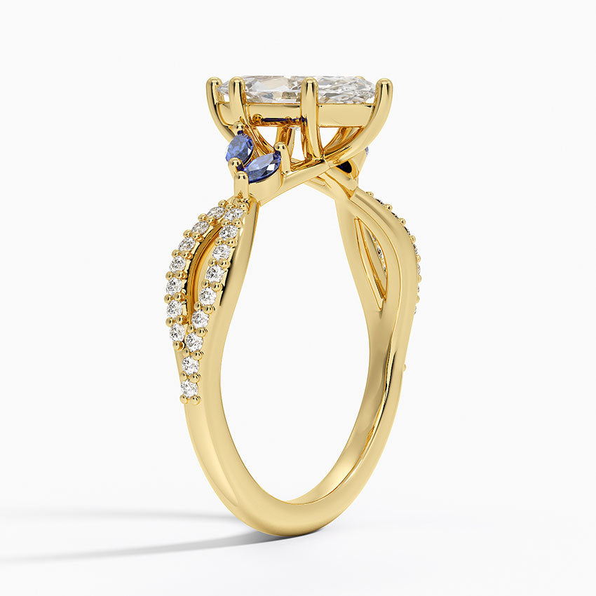 Luxe Willow Sapphire and Diamond Ring (1/8 ct. tw.) Yellow Gold 18k Marquise Engagement Ring