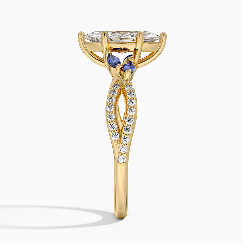 Luxe Willow Sapphire and Diamond Ring (1/8 ct. tw.) Yellow Gold 18k Marquise Engagement Ring
