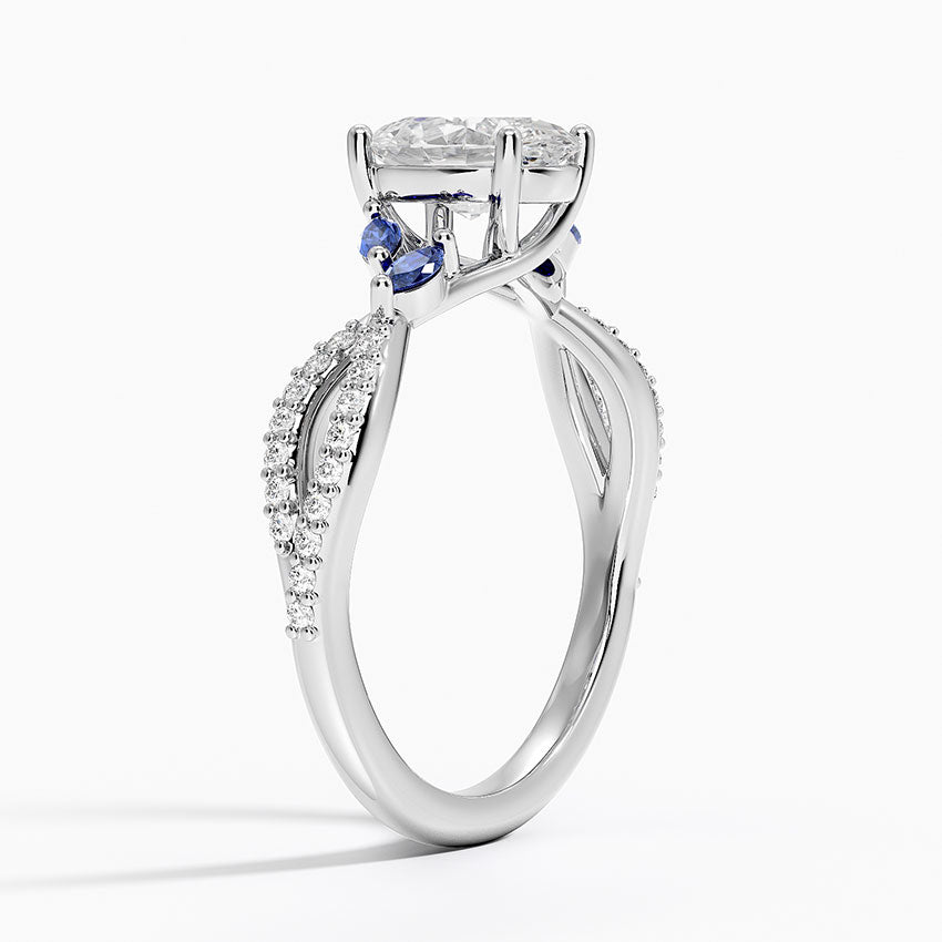 Luxe Willow Sapphire and Diamond Ring (1/8 ct. tw.) Platinum Oval Engagement Ring