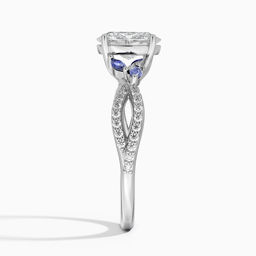 Luxe Willow Sapphire and Diamond Ring (1/8 ct. tw.) Platinum Oval Engagement Ring
