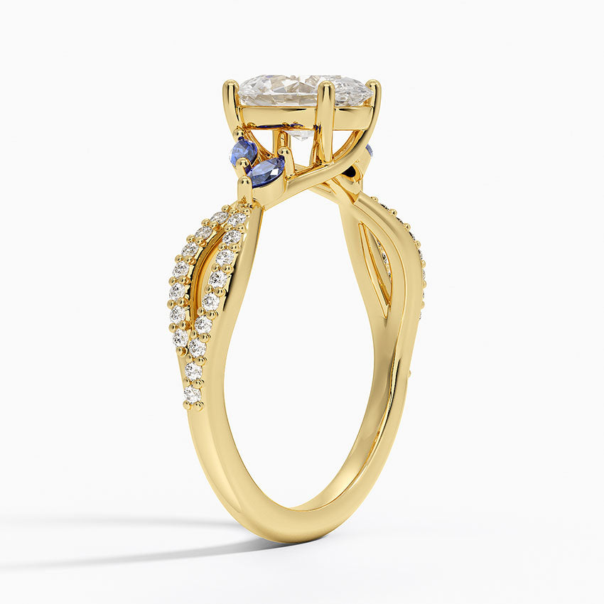 Luxe Willow Sapphire and Diamond Ring (1/8 ct. tw.) Yellow Gold 18k Oval Engagement Ring