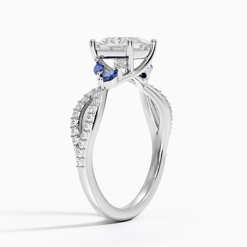 Luxe Willow Sapphire and Diamond Ring (1/8 ct. tw.) Platinum Princess Engagement Ring