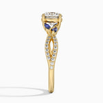 Luxe Willow Sapphire and Diamond Ring (1/8 ct. tw.) Yellow Gold 18k Round Engagement Ring