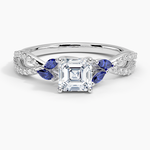 Luxe Willow Sapphire and Diamond Ring (1/8 ct. tw.) Platinum Asscher Engagement Ring