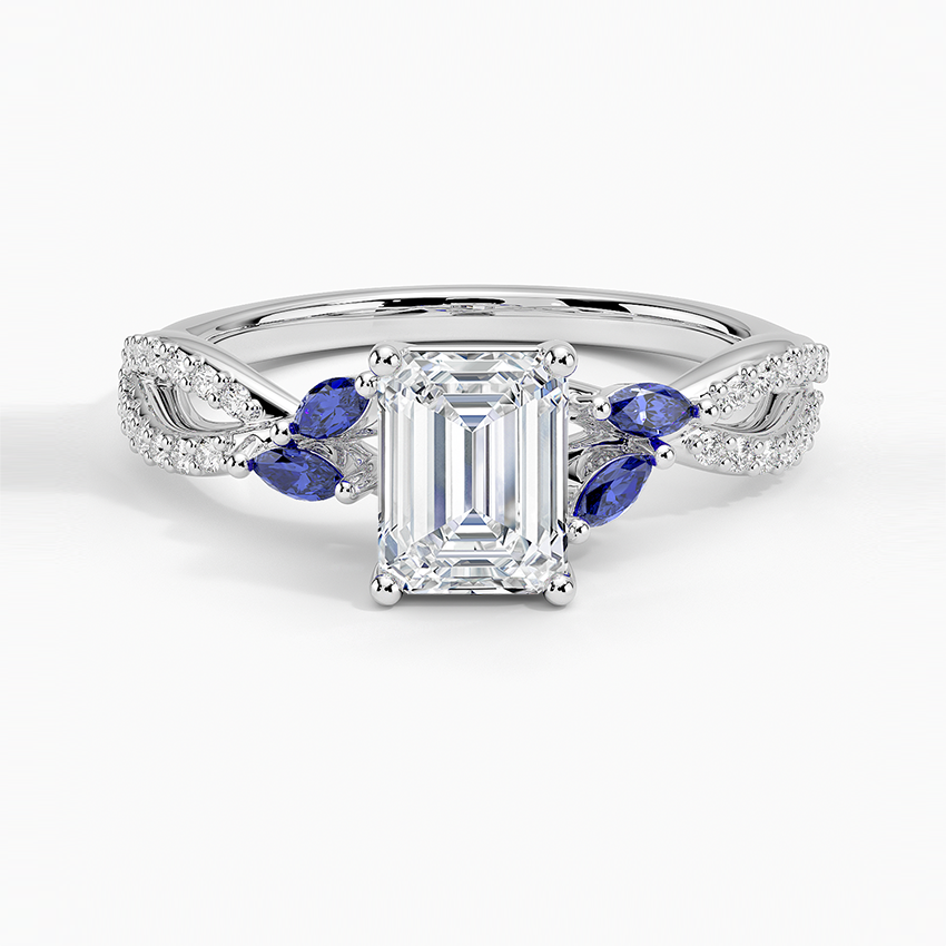 Luxe Willow Sapphire and Diamond Ring (1/8 ct. tw.) Platinum Emerald Engagement Ring