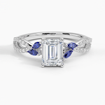 Luxe Willow Sapphire and Diamond Ring (1/8 ct. tw.) Platinum Emerald Engagement Ring