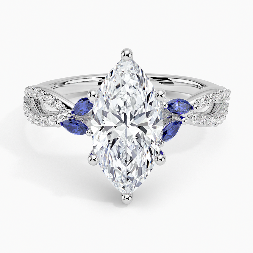 Luxe Willow Sapphire and Diamond Ring (1/8 ct. tw.) Platinum Marquise Engagement Ring