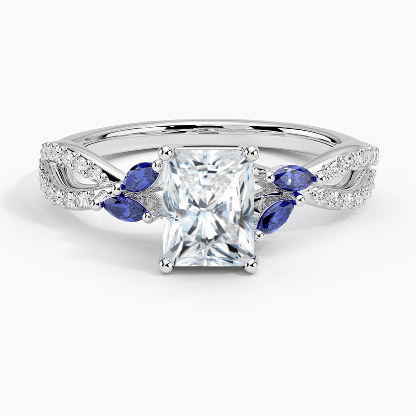 Luxe Willow Sapphire and Diamond Ring (1/8 ct. tw.) Platinum Radiant Engagement Ring