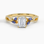Luxe Willow Sapphire and Diamond Ring (1/8 ct. tw.) Yellow Gold 18k Emerald Engagement Ring