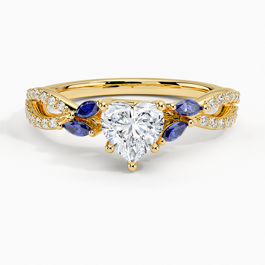 Luxe Willow Sapphire and Diamond Ring (1/8 ct. tw.) Yellow Gold 18k Heart Engagement Ring